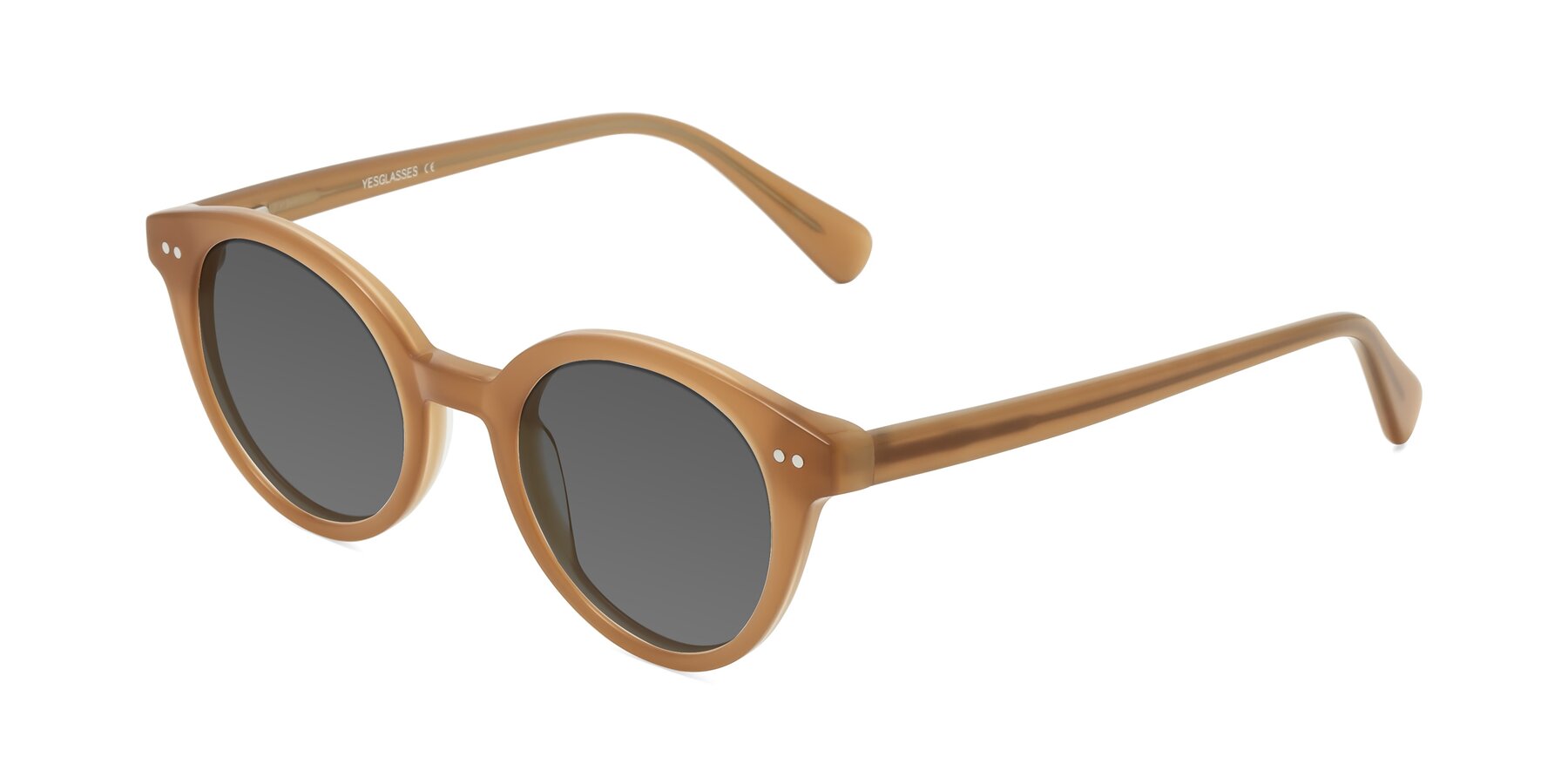 Angle of Bellion in Caramel with Medium Gray Tinted Lenses