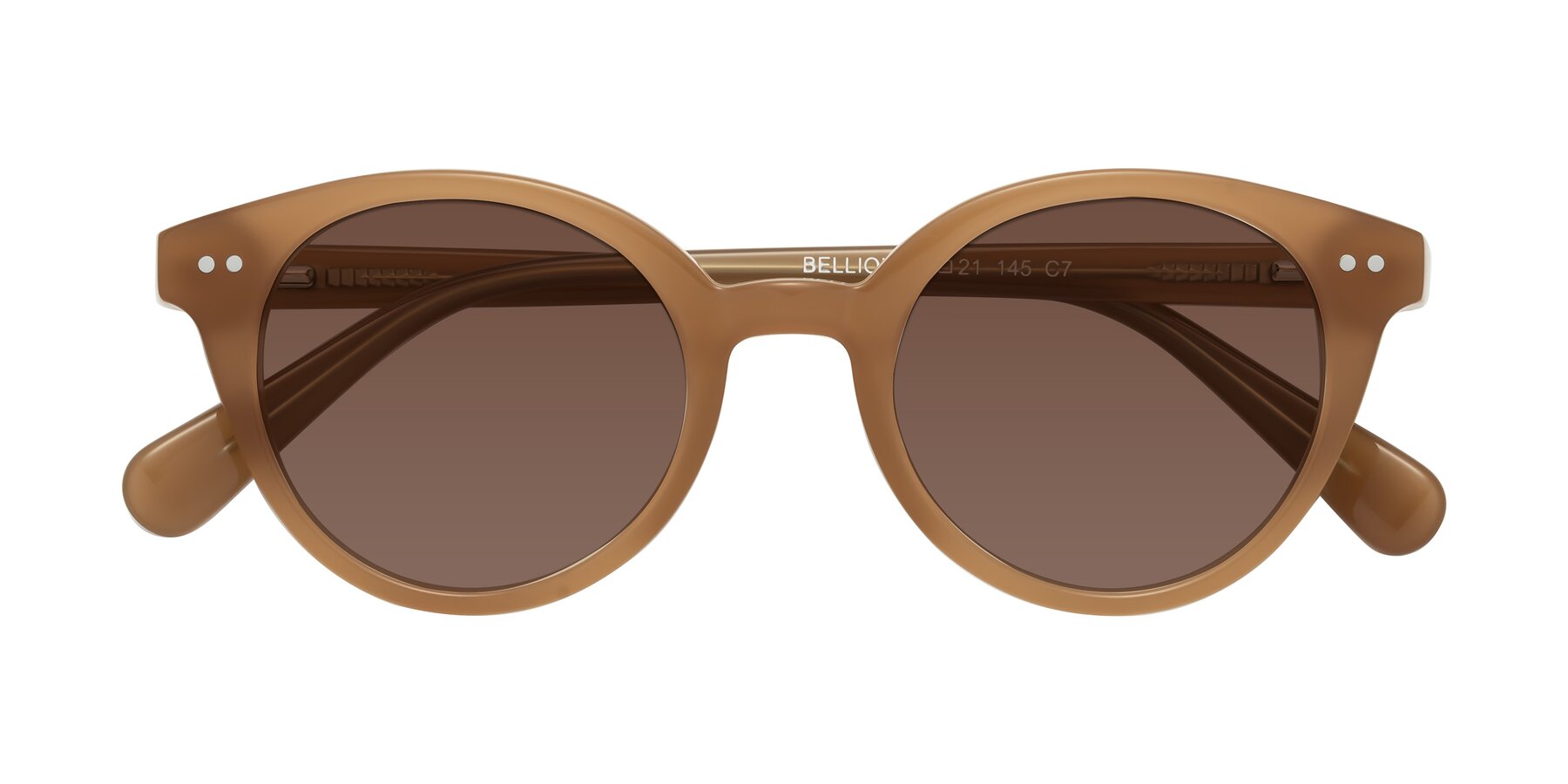 Folded Front of Bellion in Caramel with Brown Tinted Lenses