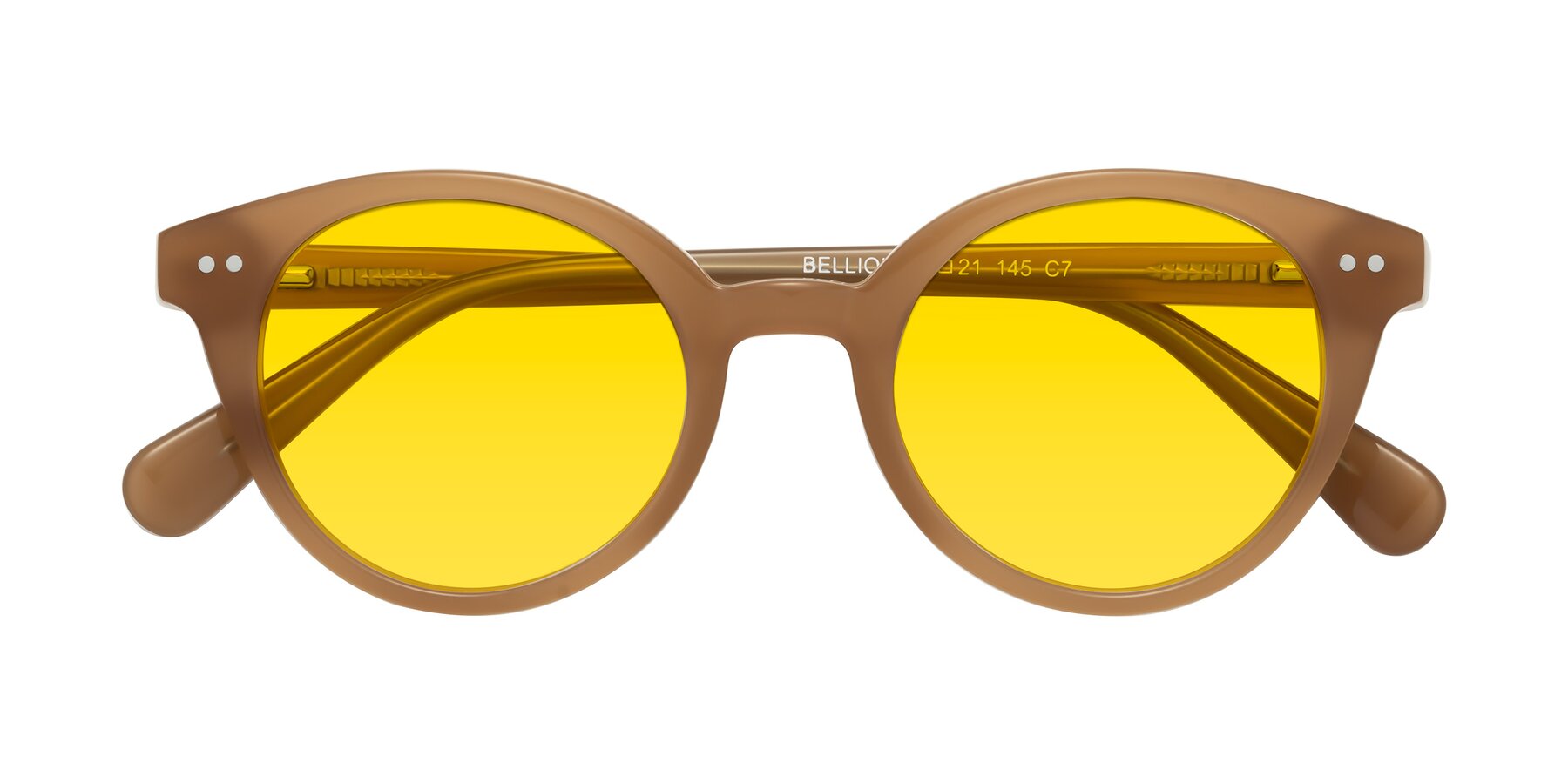 Folded Front of Bellion in Caramel with Yellow Tinted Lenses