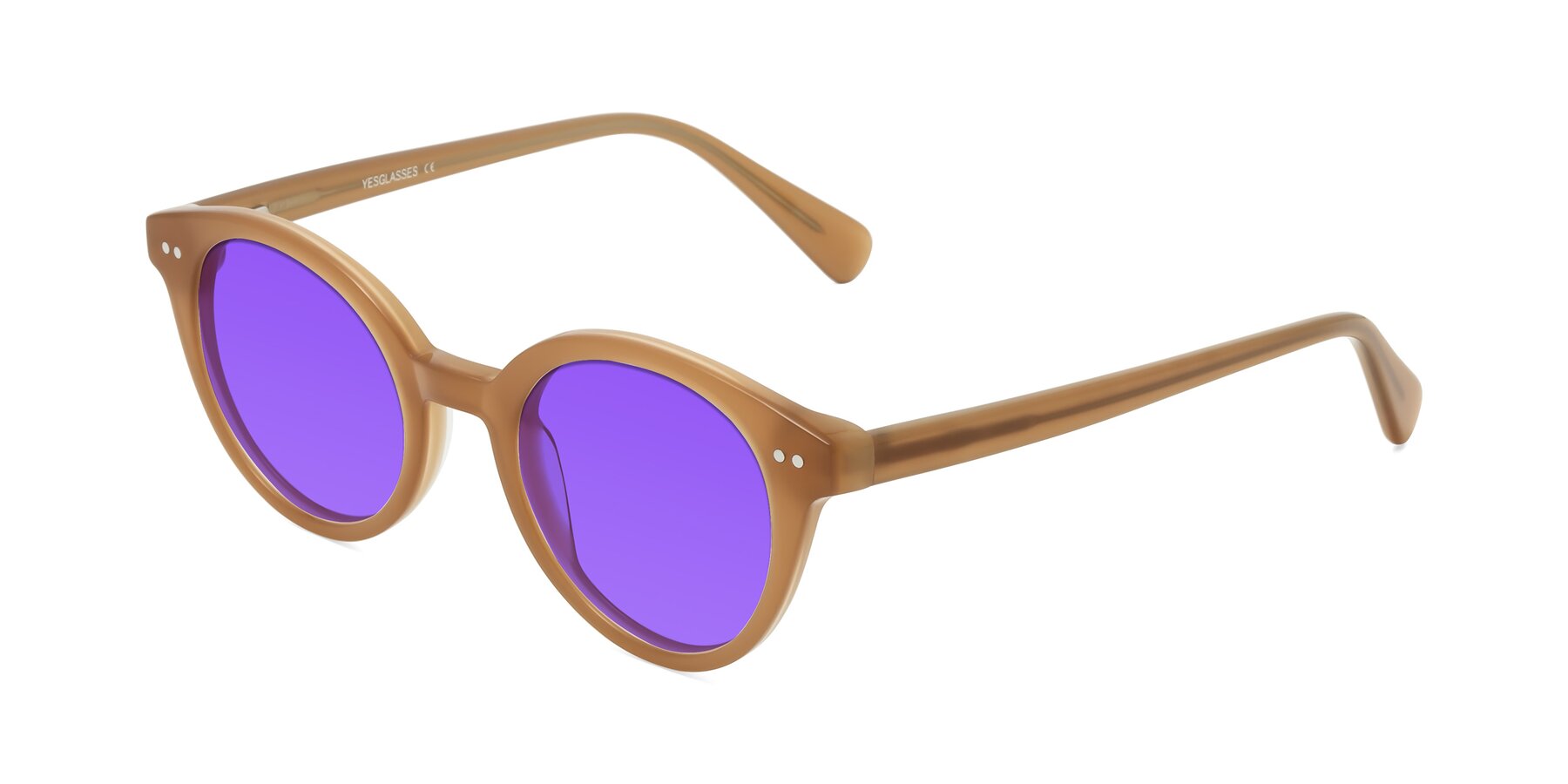 Angle of Bellion in Caramel with Purple Tinted Lenses