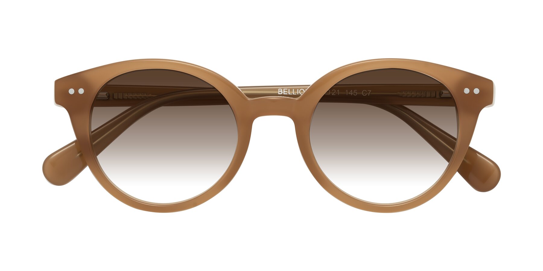 Folded Front of Bellion in Caramel with Brown Gradient Lenses