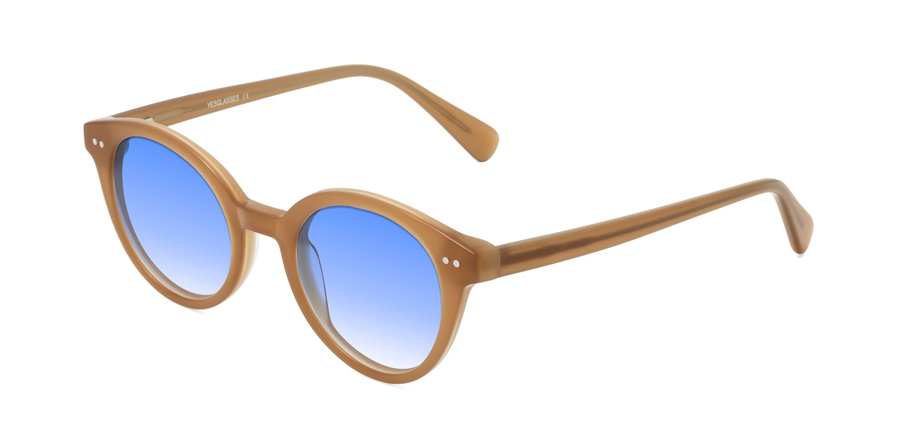 Angle of Bellion in Caramel with Blue Gradient Lenses