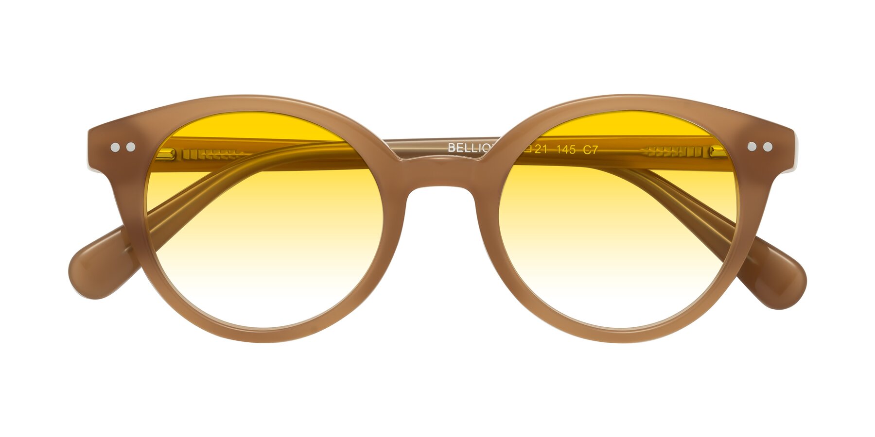 Folded Front of Bellion in Caramel with Yellow Gradient Lenses