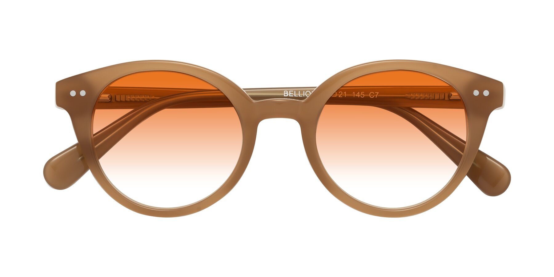 Folded Front of Bellion in Caramel with Orange Gradient Lenses