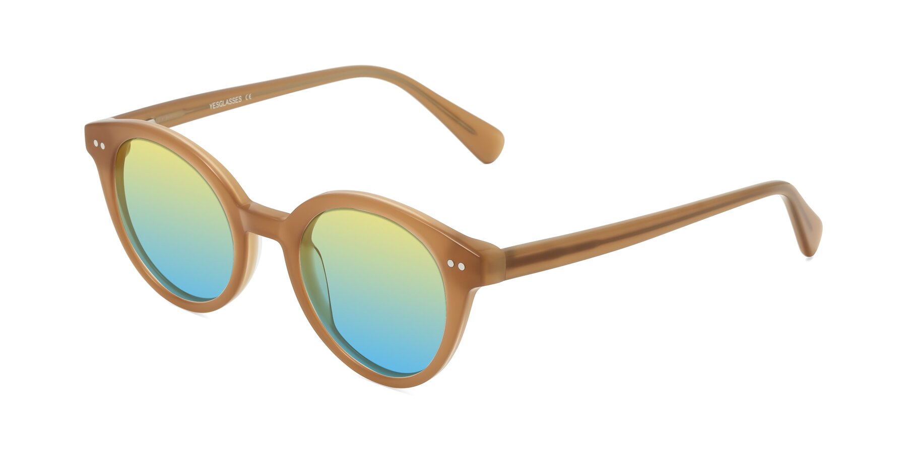 Angle of Bellion in Caramel with Yellow / Blue Gradient Lenses