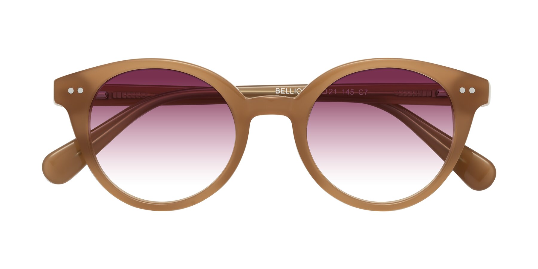 Folded Front of Bellion in Caramel with Wine Gradient Lenses