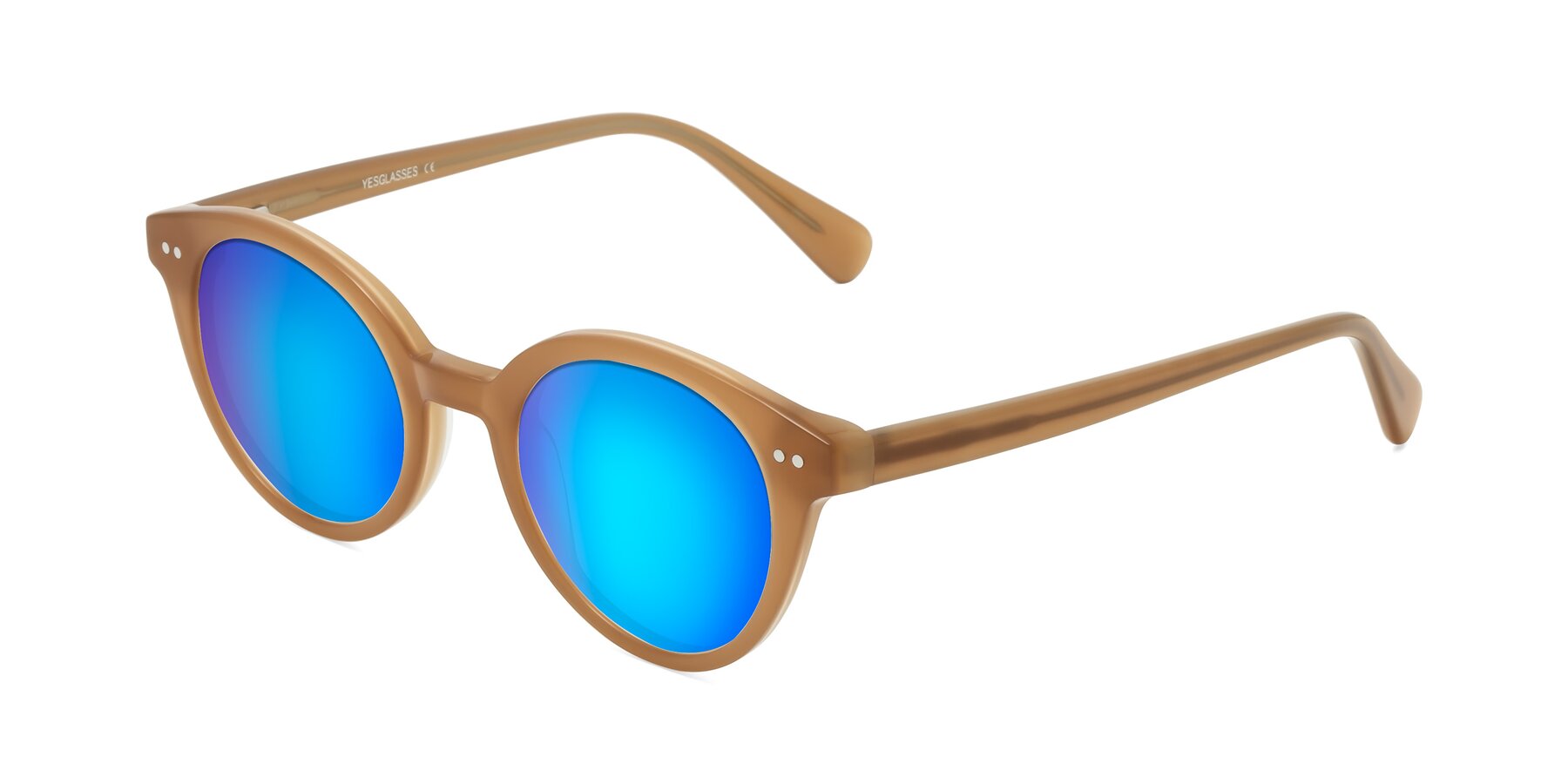 Angle of Bellion in Caramel with Blue Mirrored Lenses