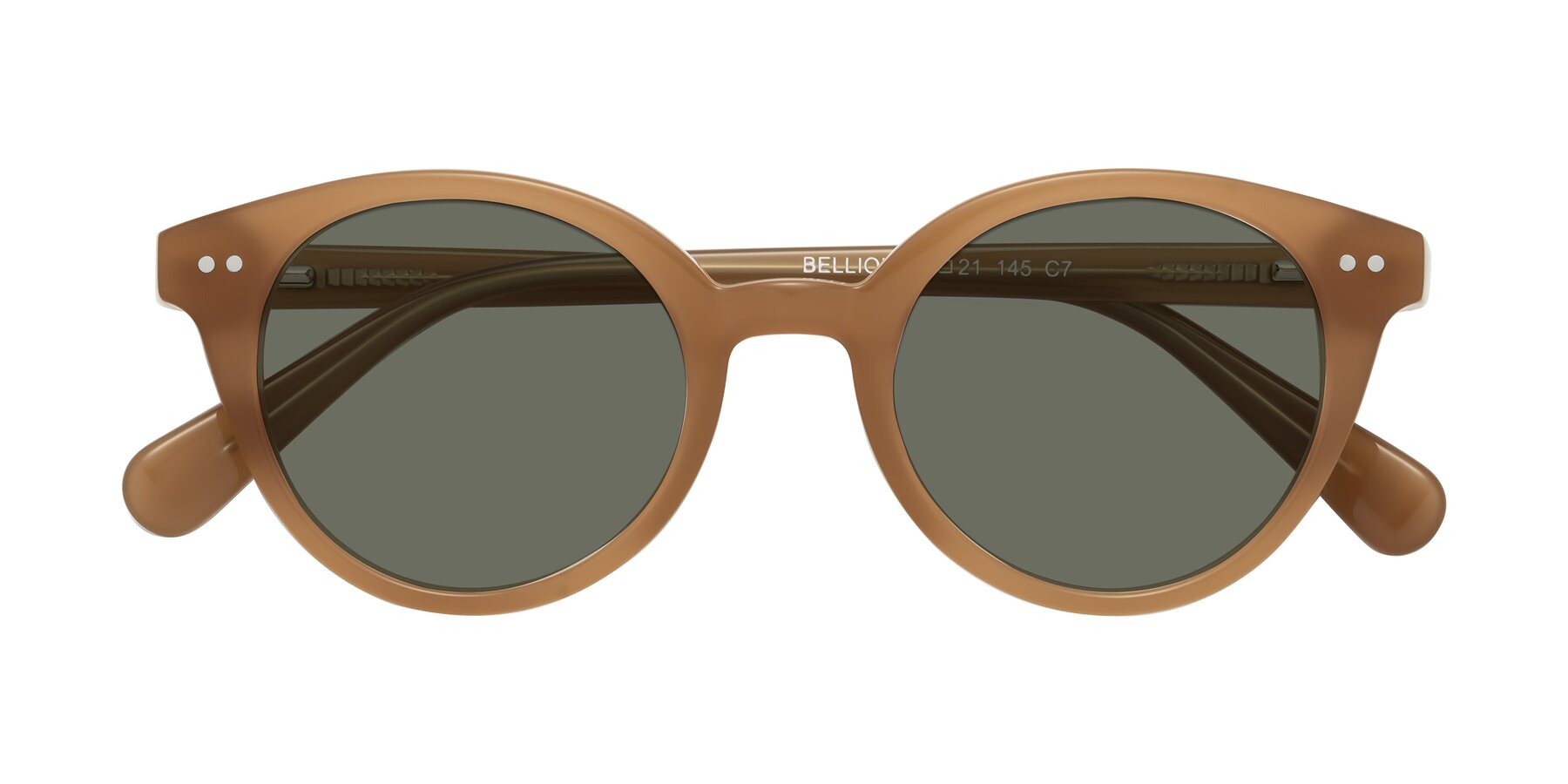 Folded Front of Bellion in Caramel with Gray Polarized Lenses