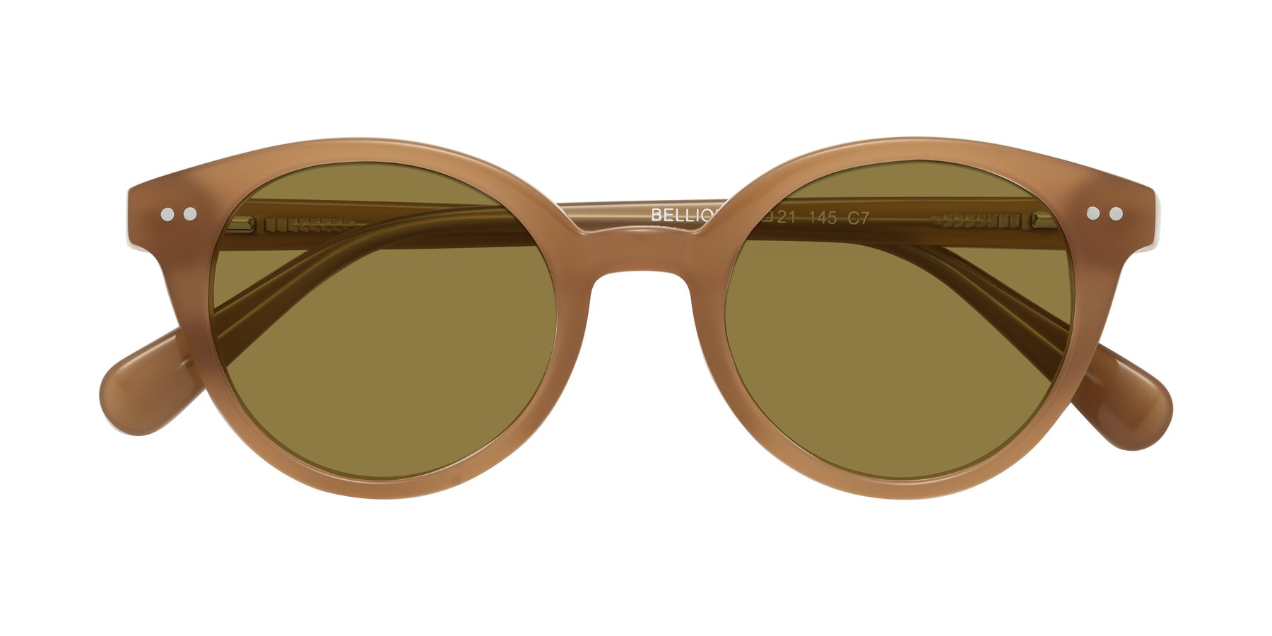 Folded Front of Bellion in Caramel with Brown Polarized Lenses