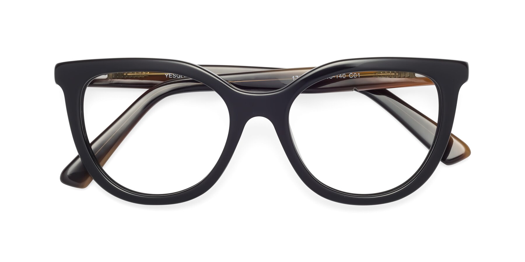 Folded Front of 17287 in Black with Clear Reading Eyeglass Lenses