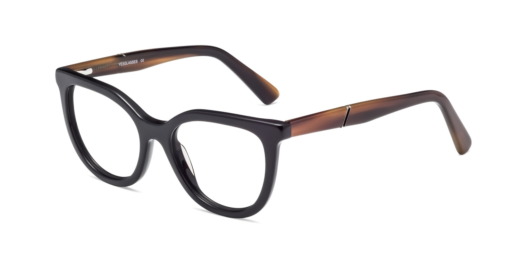 Angle of 17287 in Black with Clear Reading Eyeglass Lenses