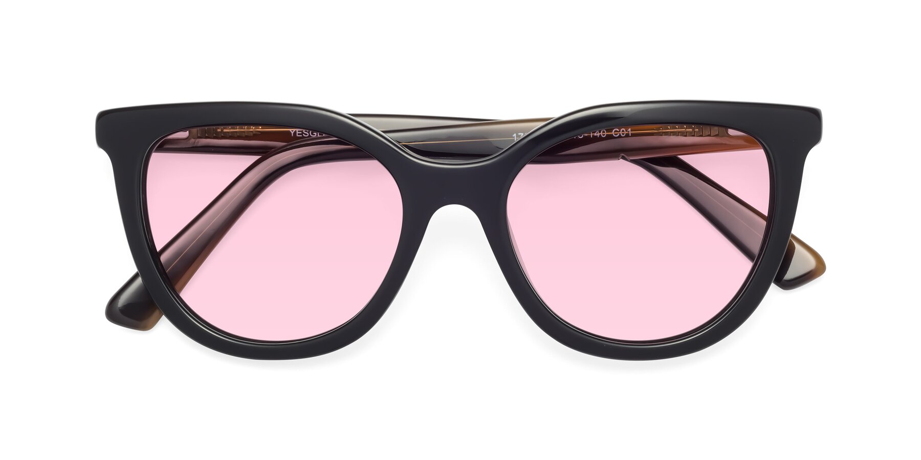 Folded Front of 17287 in Black with Light Pink Tinted Lenses