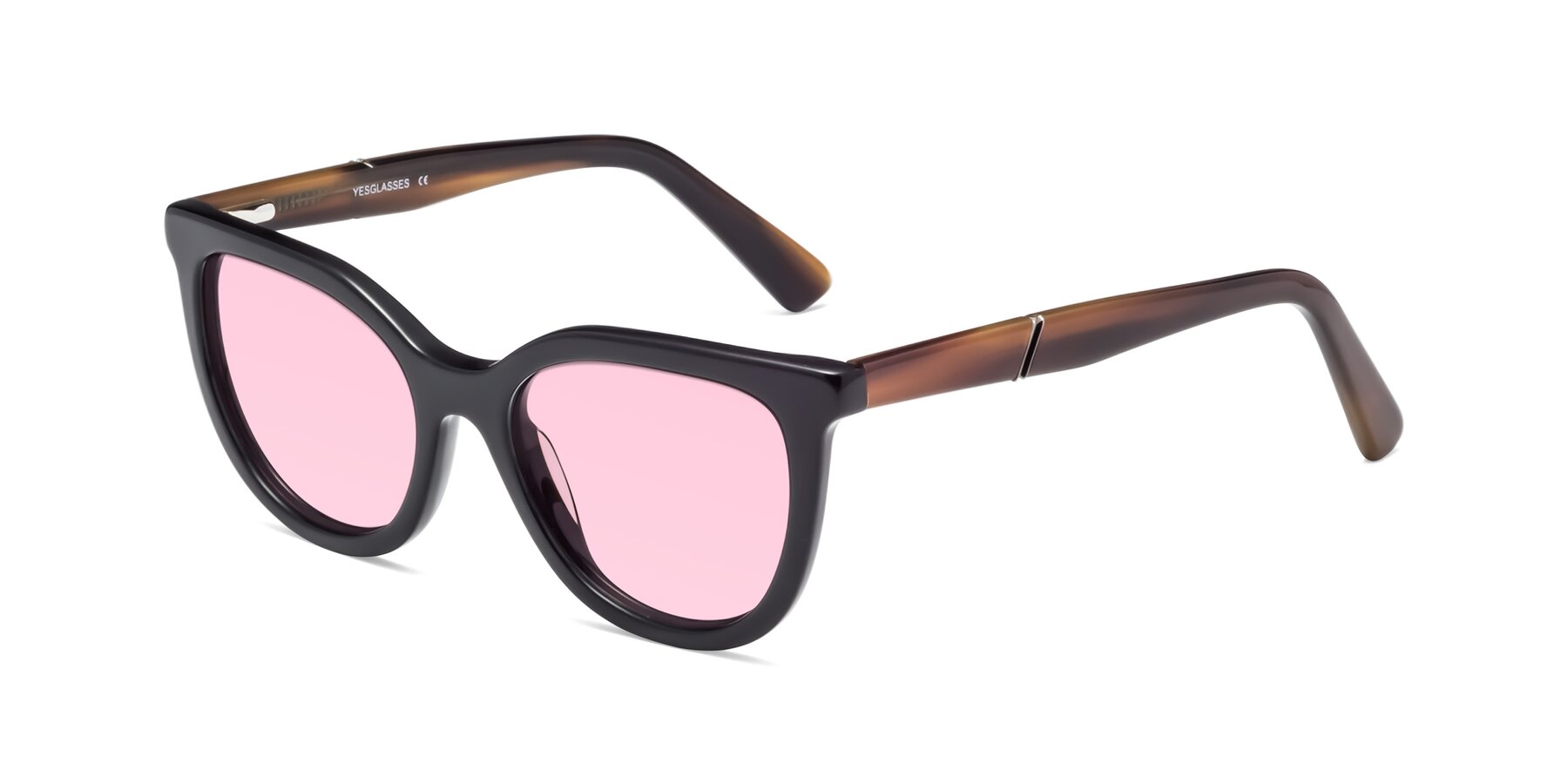 Angle of 17287 in Black with Light Pink Tinted Lenses