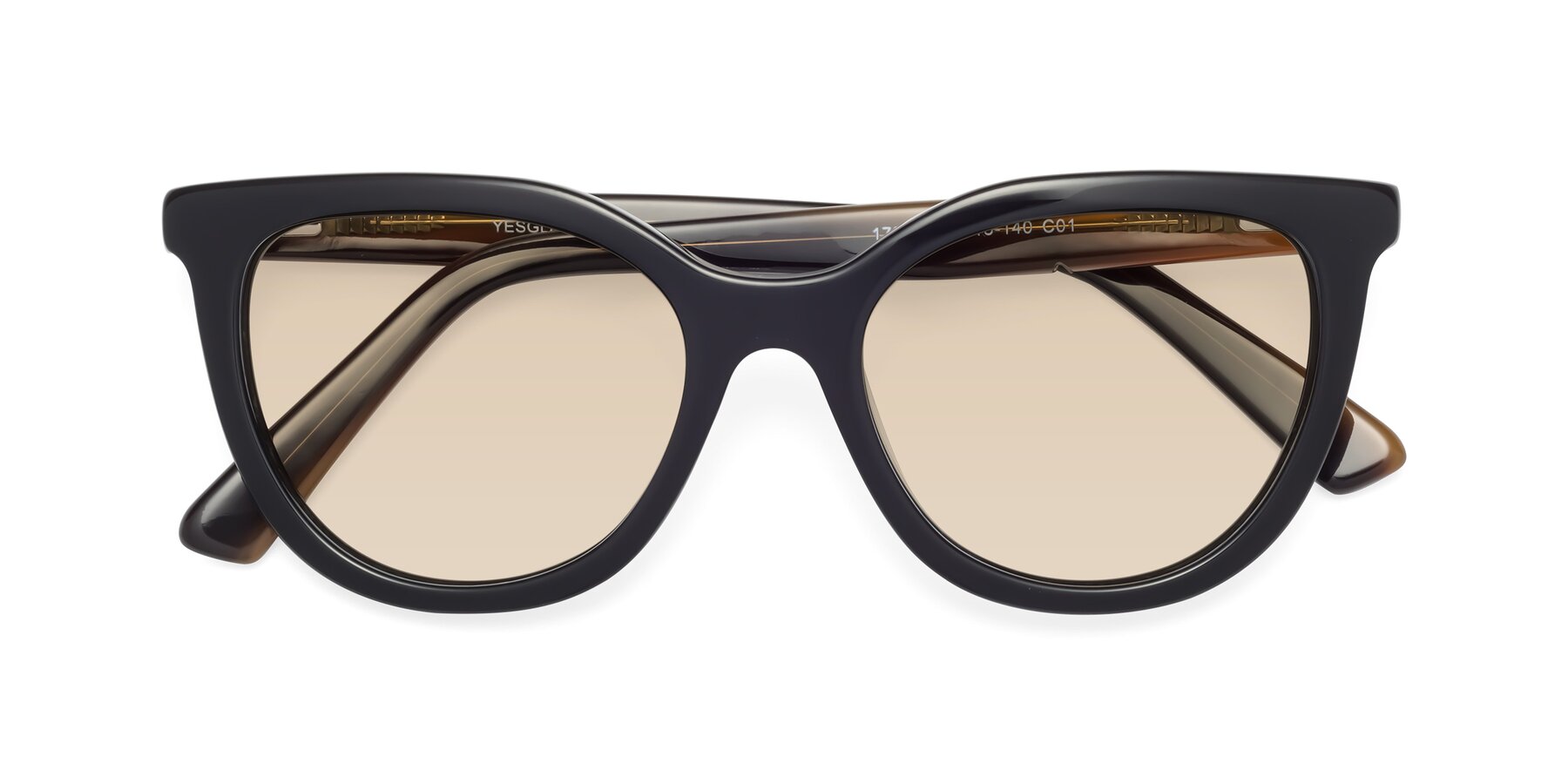 Folded Front of 17287 in Black with Light Brown Tinted Lenses