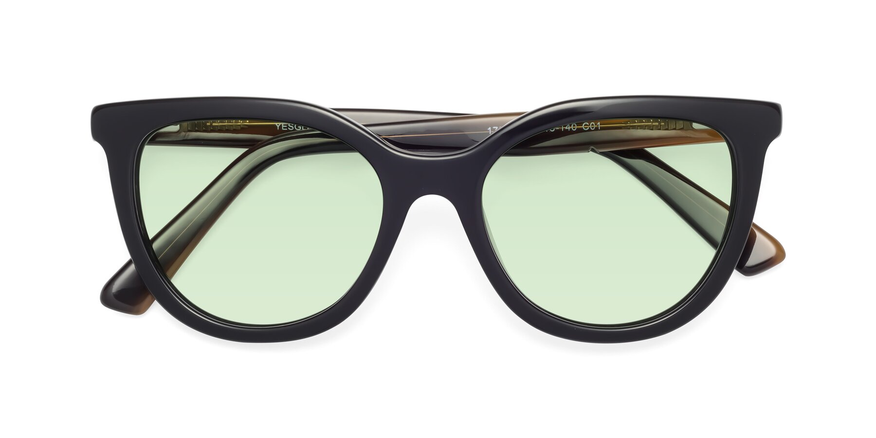 Folded Front of 17287 in Black with Light Green Tinted Lenses