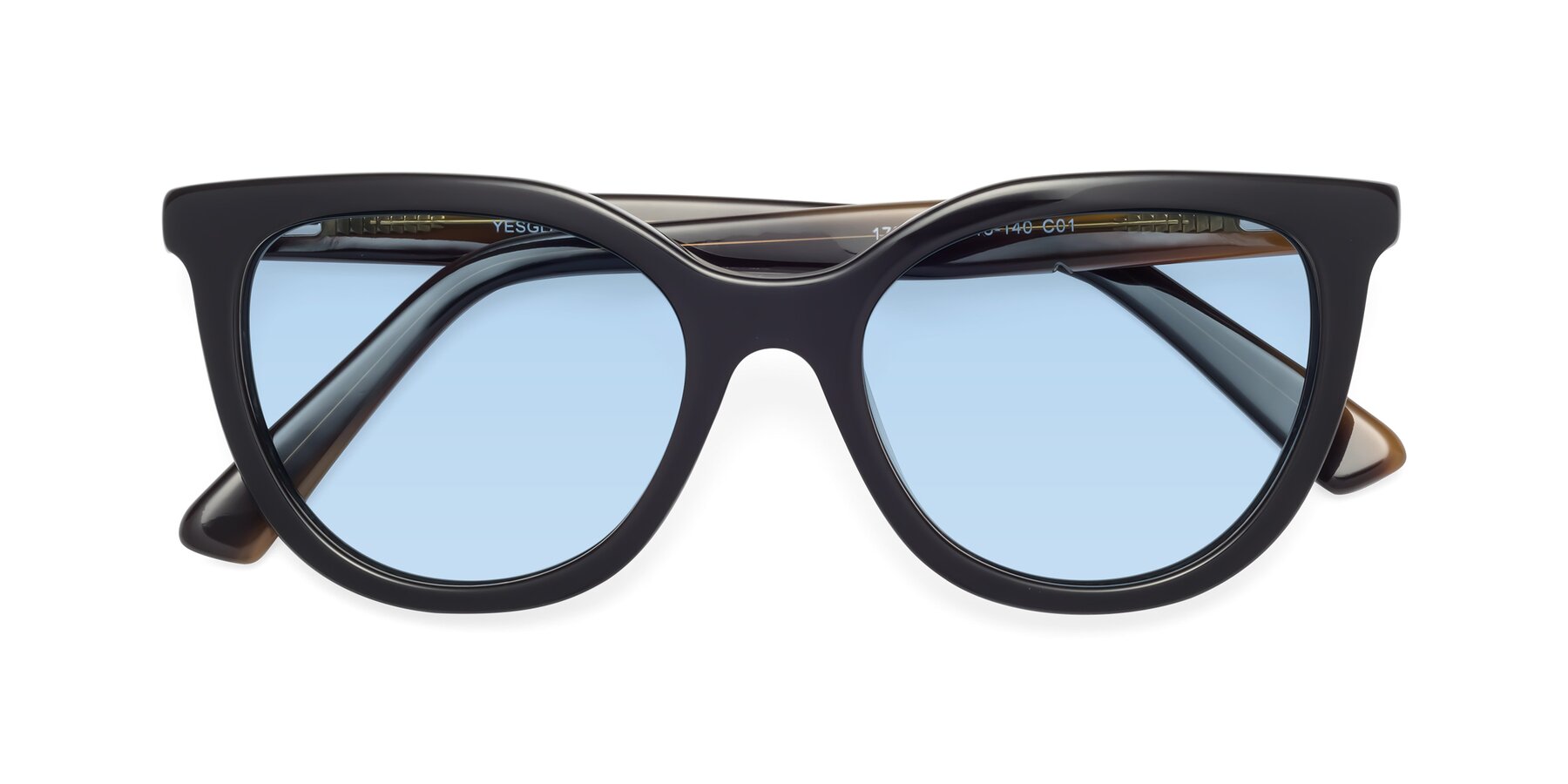 Folded Front of 17287 in Black with Light Blue Tinted Lenses