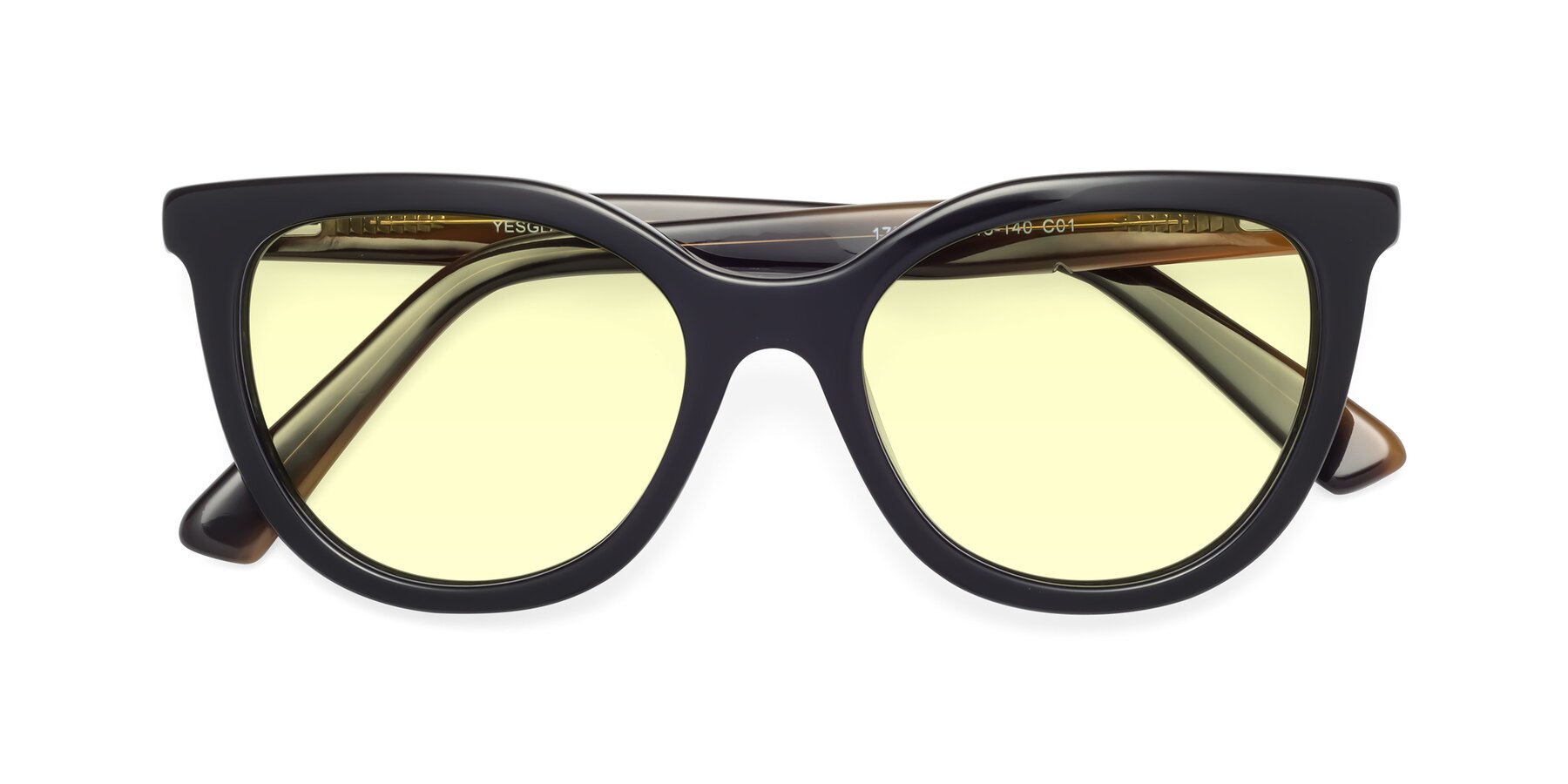 Folded Front of 17287 in Black with Light Yellow Tinted Lenses