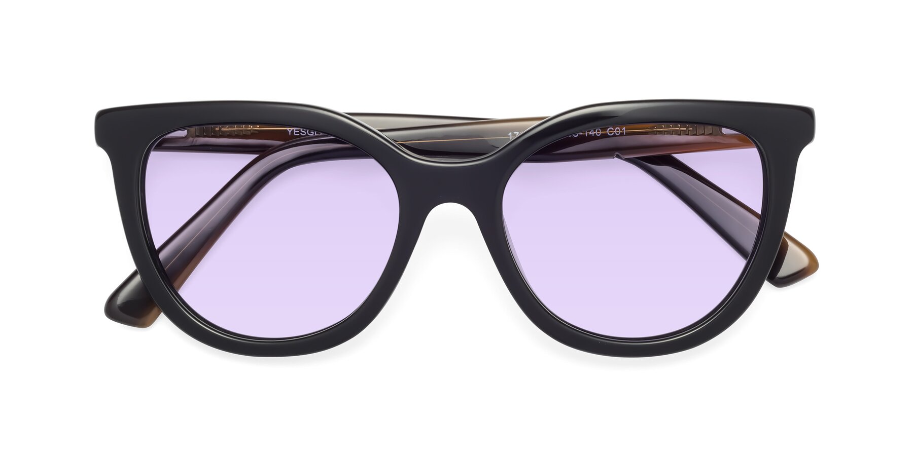 Folded Front of 17287 in Black with Light Purple Tinted Lenses