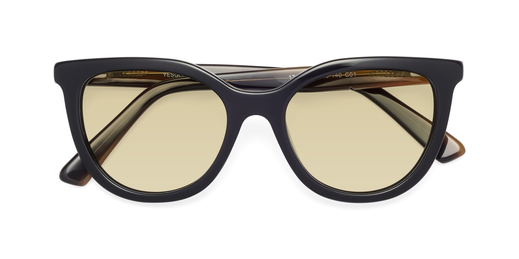 Folded Front of 17287 in Black with Light Champagne Tinted Lenses