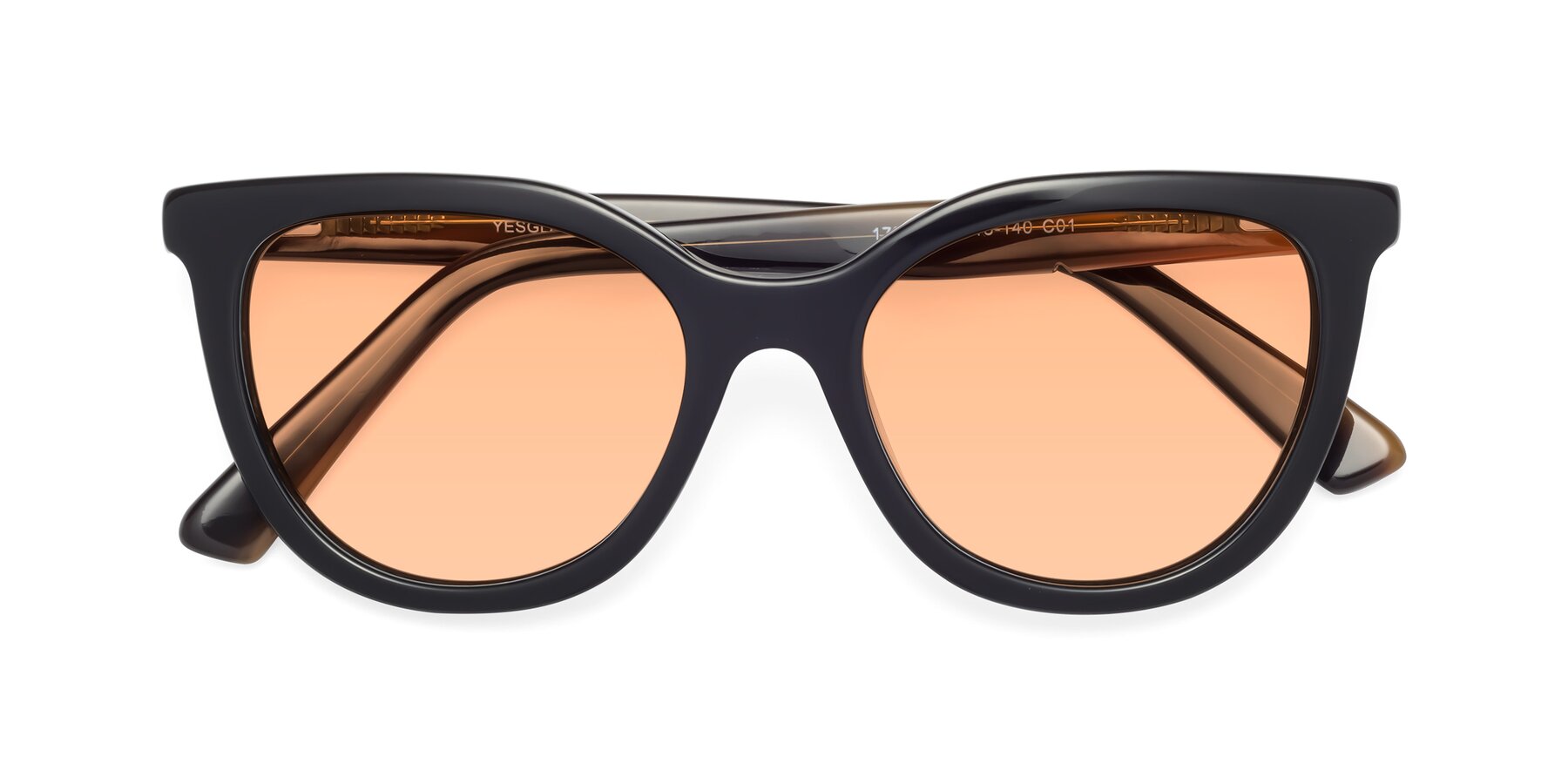 Folded Front of 17287 in Black with Light Orange Tinted Lenses