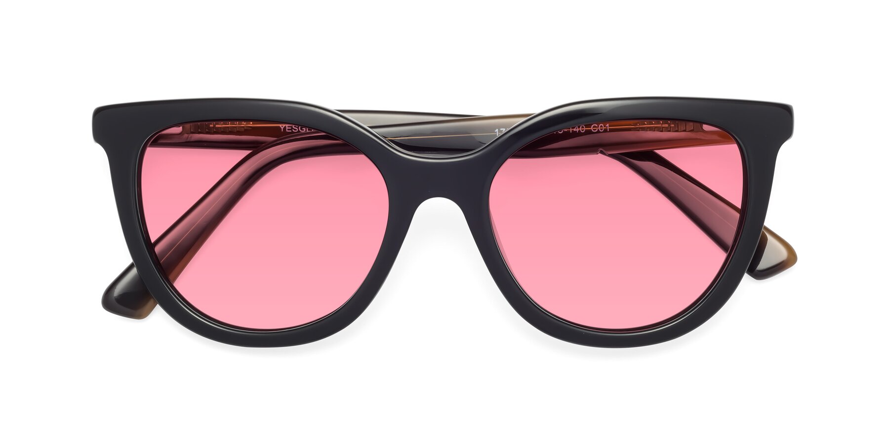 Folded Front of 17287 in Black with Pink Tinted Lenses