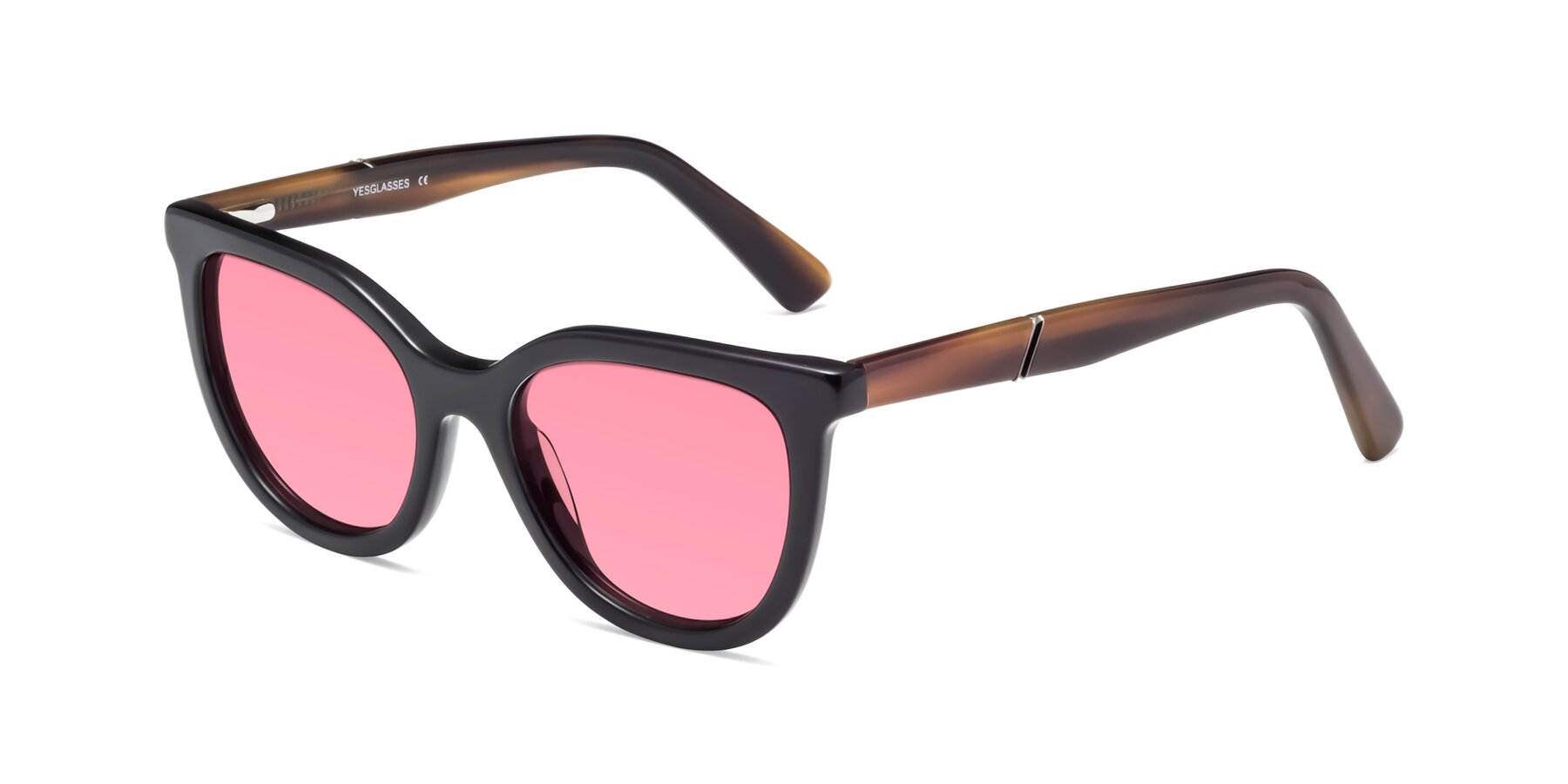Angle of 17287 in Black with Pink Tinted Lenses
