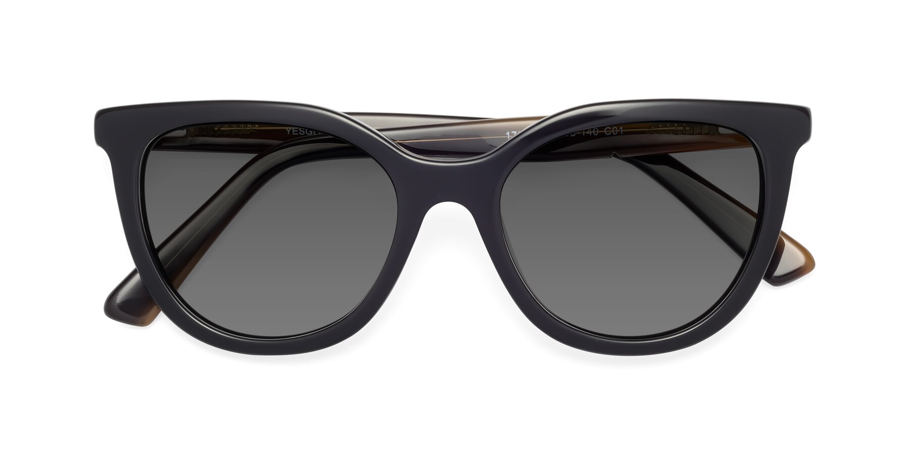 Folded Front of 17287 in Black with Medium Gray Tinted Lenses
