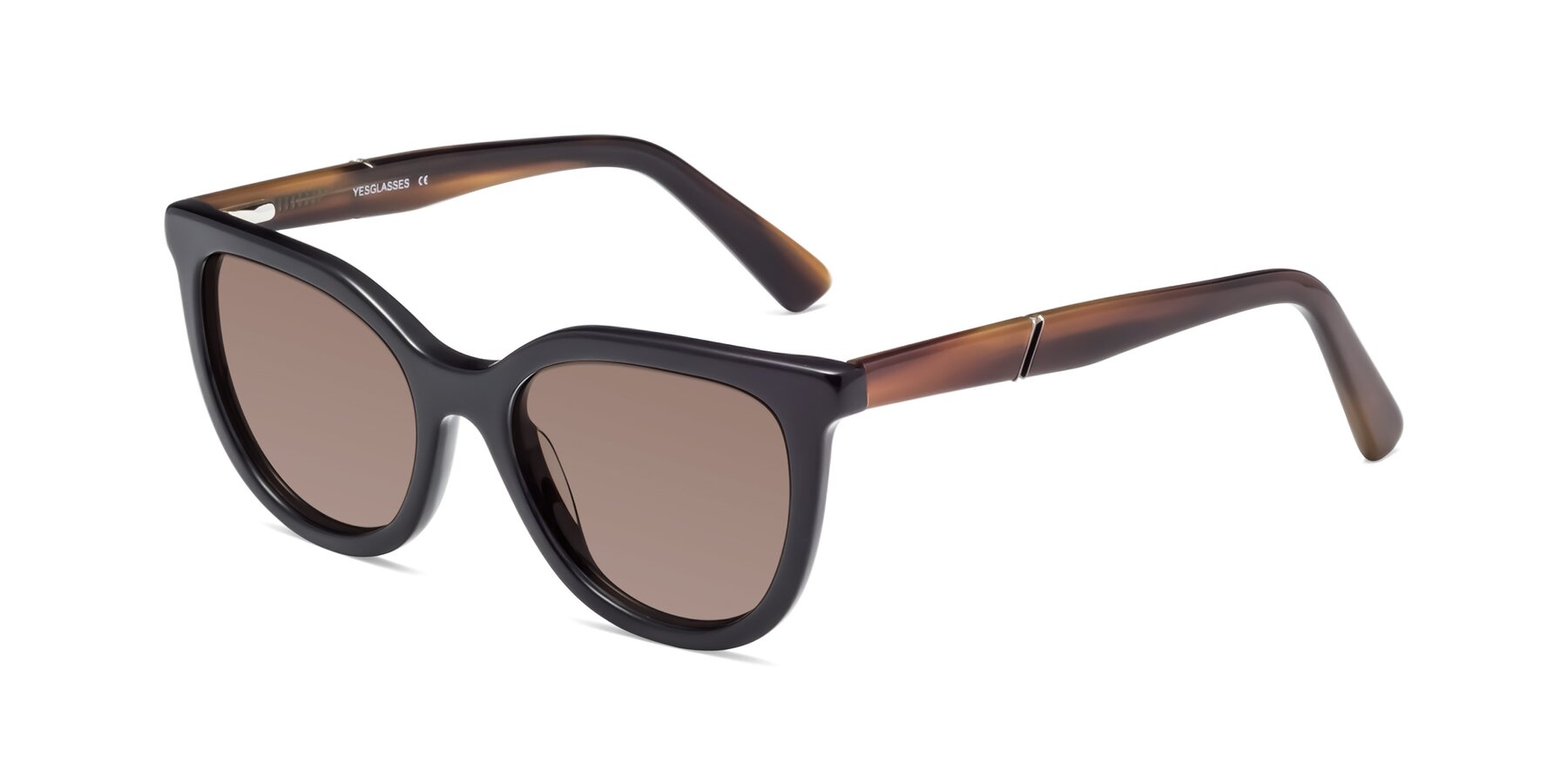 Angle of 17287 in Black with Medium Brown Tinted Lenses