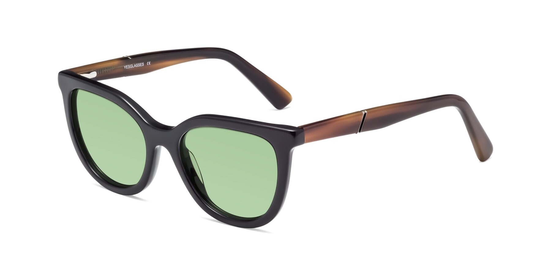 Angle of 17287 in Black with Medium Green Tinted Lenses