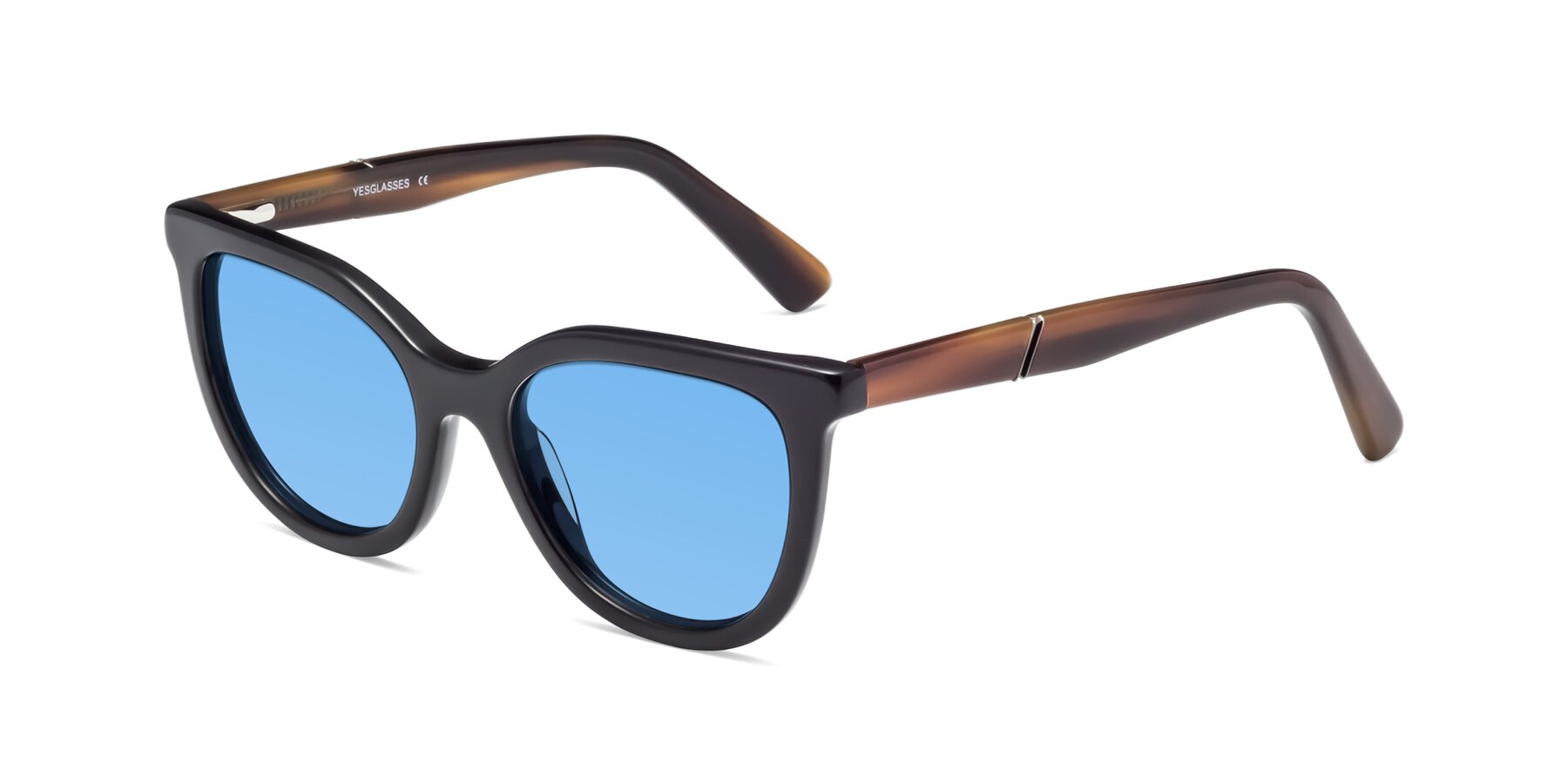 Angle of 17287 in Black with Medium Blue Tinted Lenses
