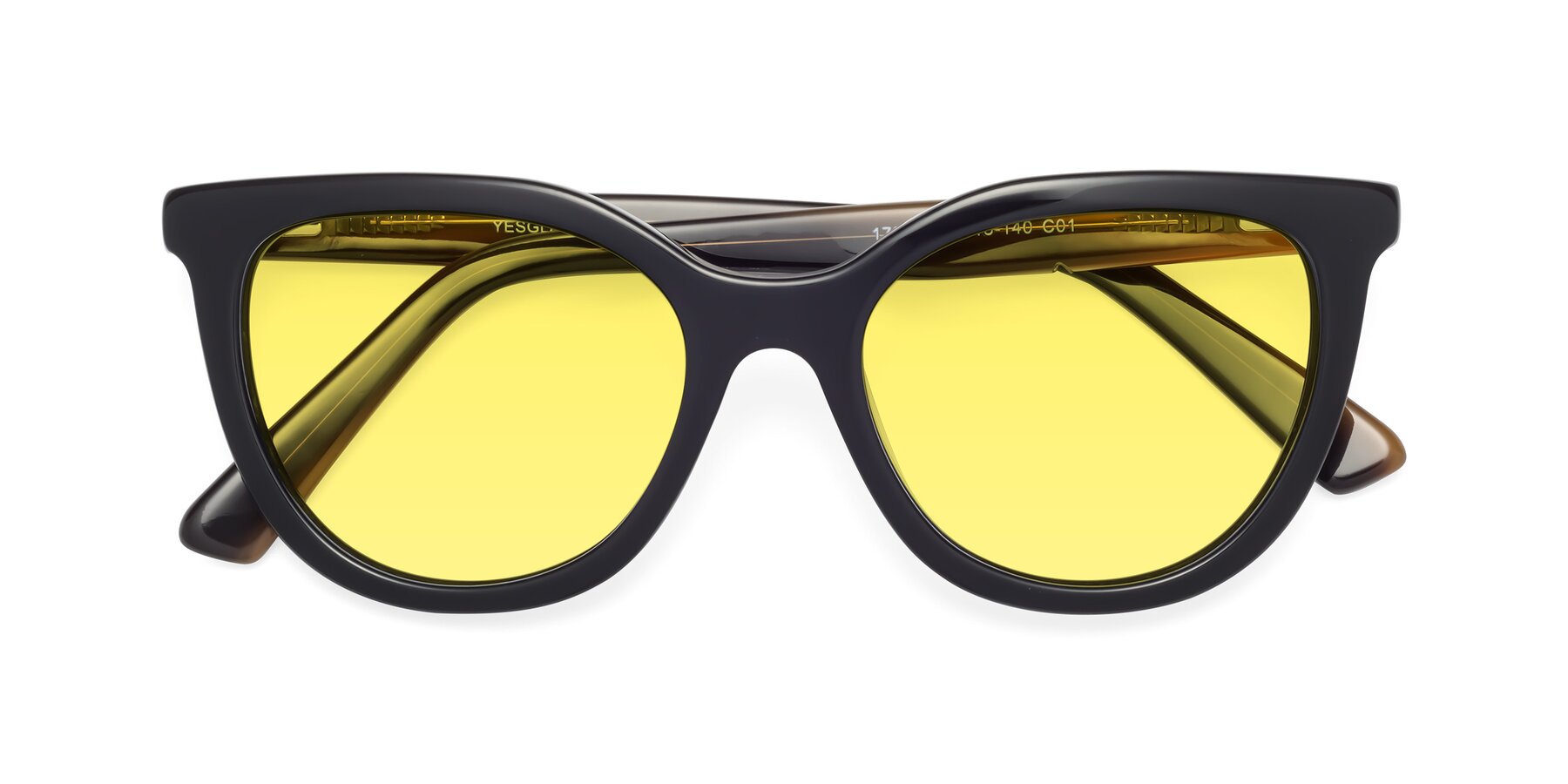 Folded Front of 17287 in Black with Medium Yellow Tinted Lenses