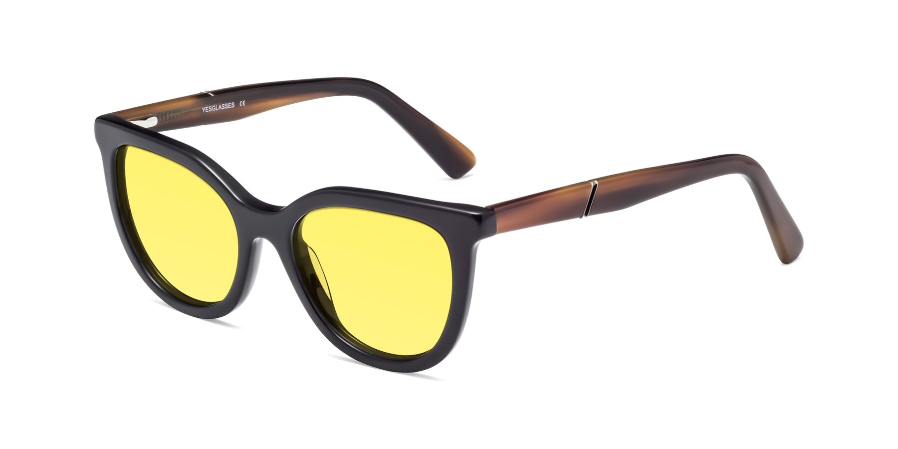 Angle of 17287 in Black with Medium Yellow Tinted Lenses