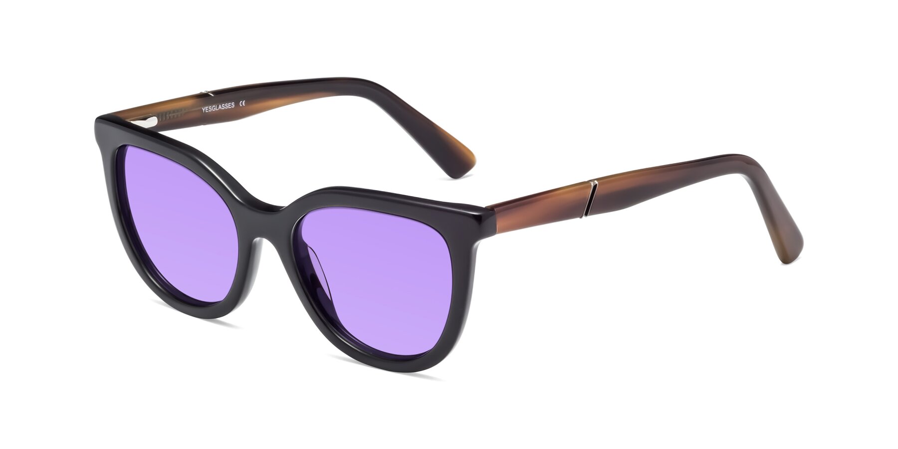 Angle of 17287 in Black with Medium Purple Tinted Lenses