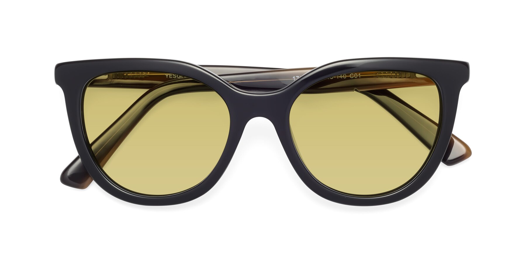 Folded Front of 17287 in Black with Medium Champagne Tinted Lenses