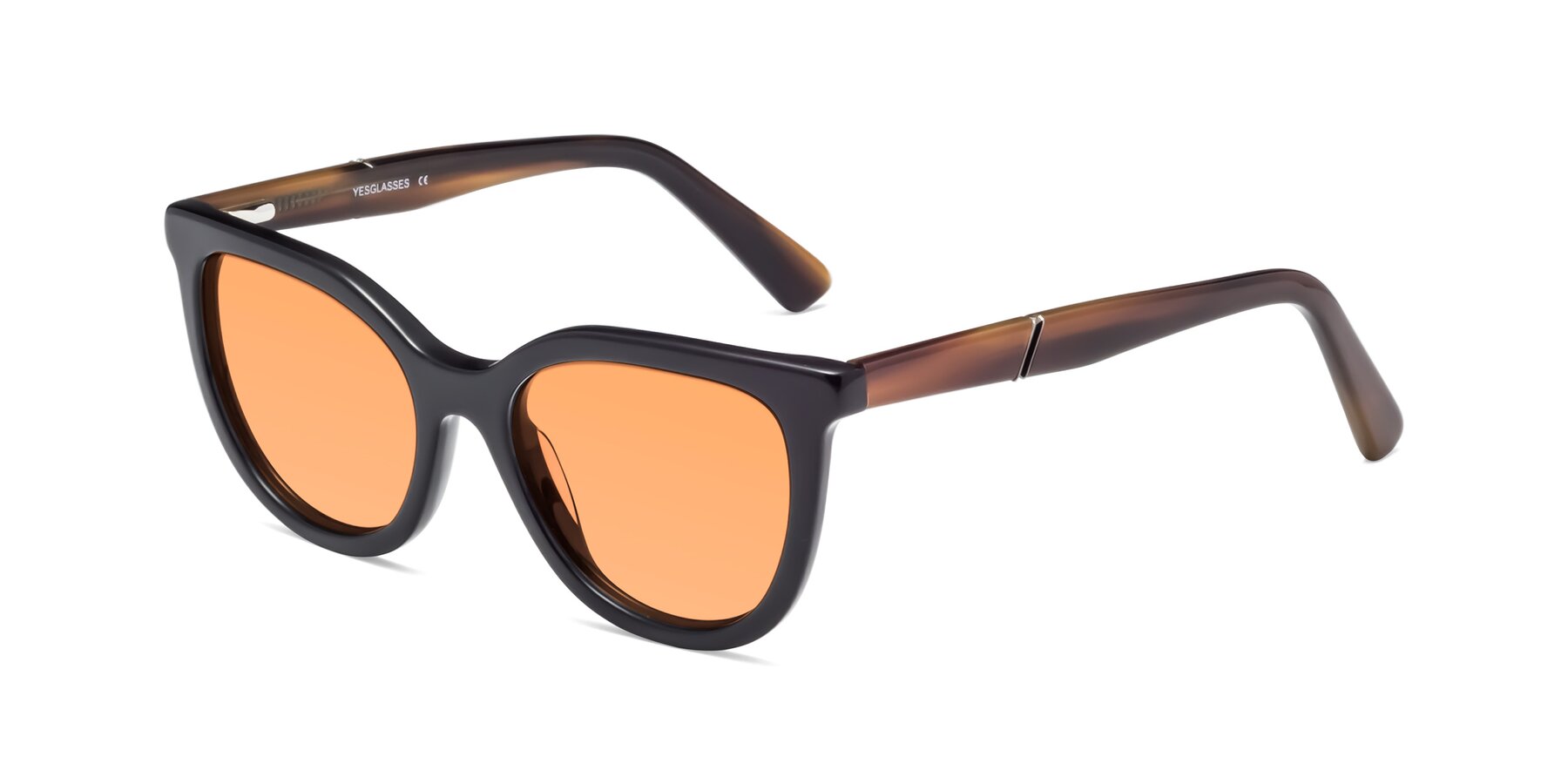 Angle of 17287 in Black with Medium Orange Tinted Lenses