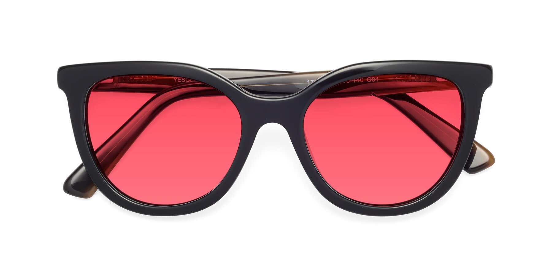 Folded Front of 17287 in Black with Red Tinted Lenses