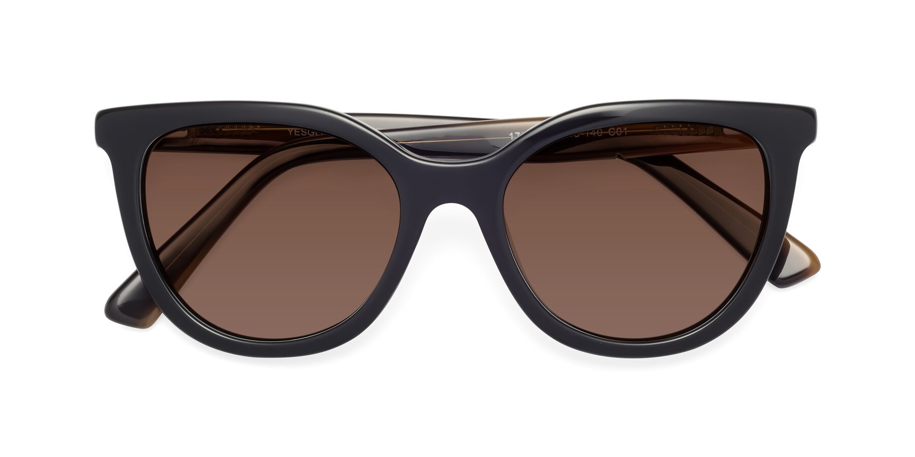 Folded Front of 17287 in Black with Brown Tinted Lenses