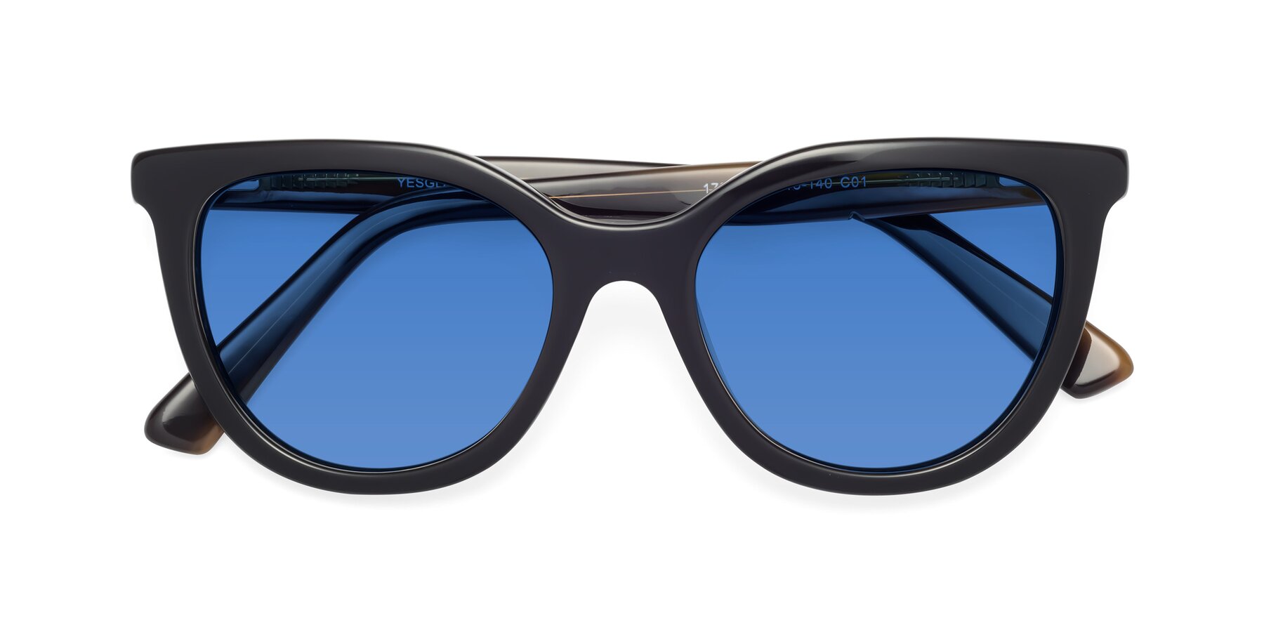 Folded Front of 17287 in Black with Blue Tinted Lenses