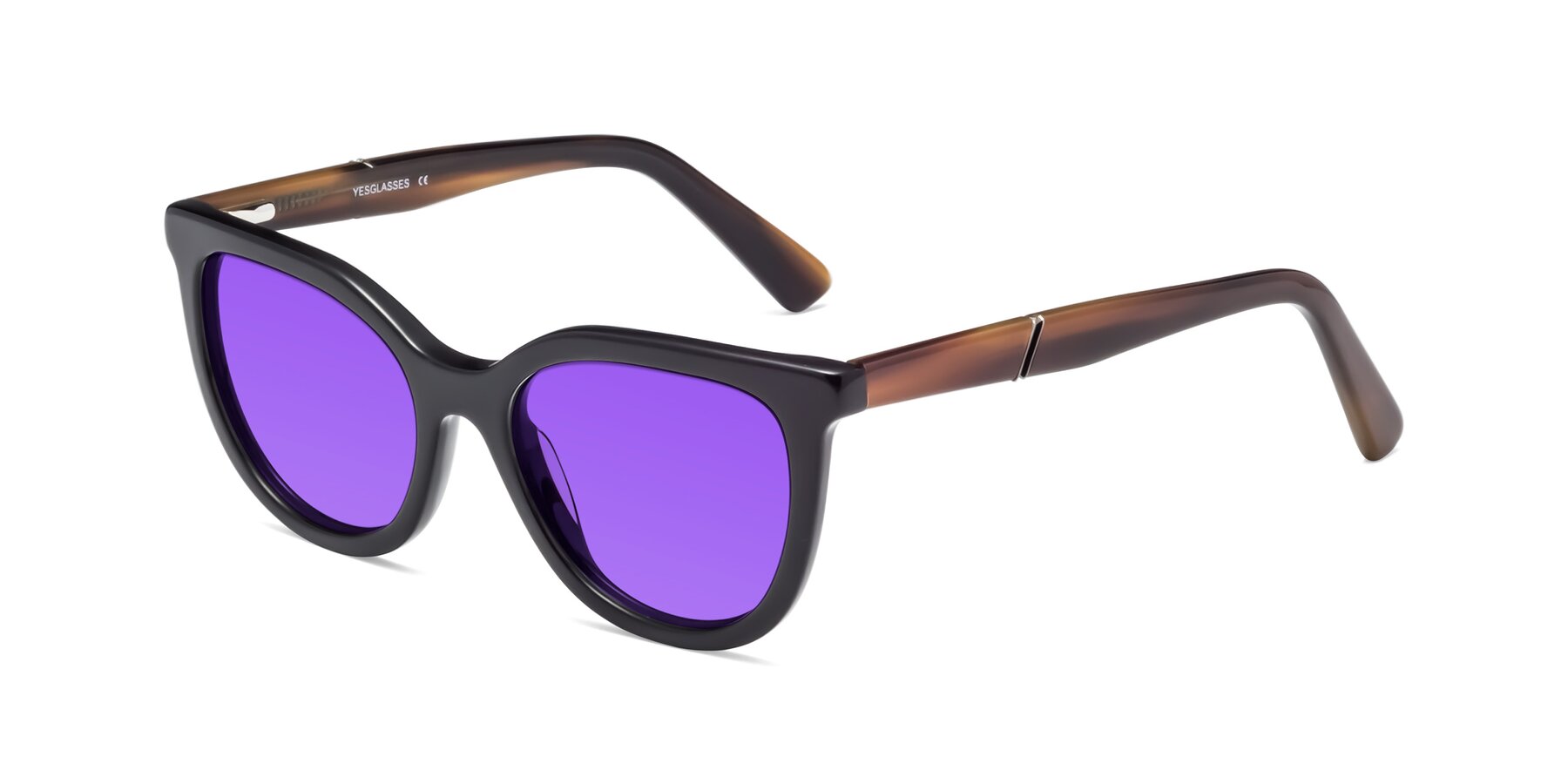 Angle of 17287 in Black with Purple Tinted Lenses