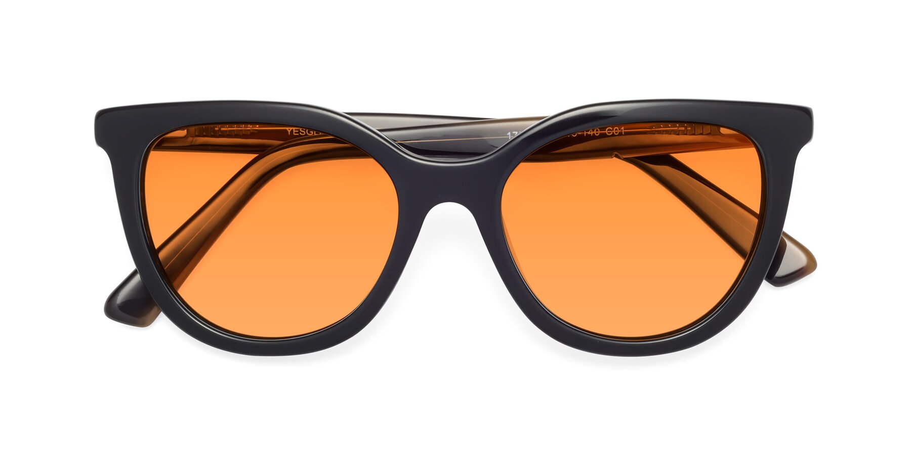 Folded Front of 17287 in Black with Orange Tinted Lenses