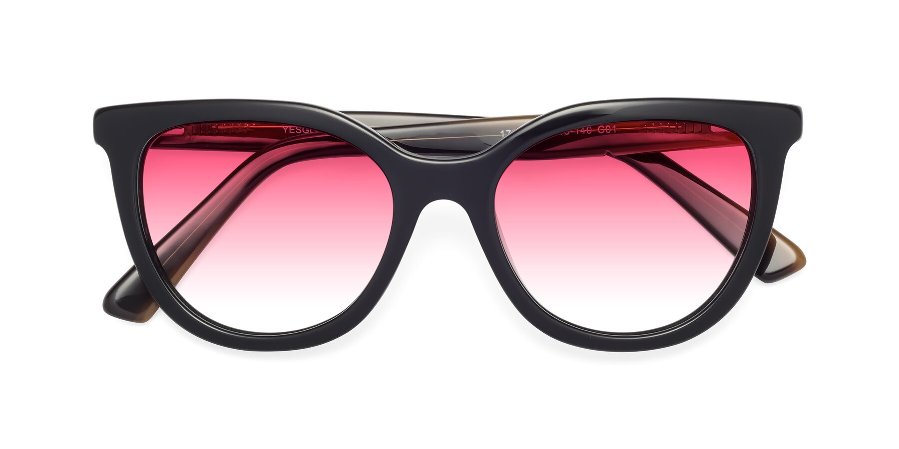 Folded Front of 17287 in Black with Pink Gradient Lenses