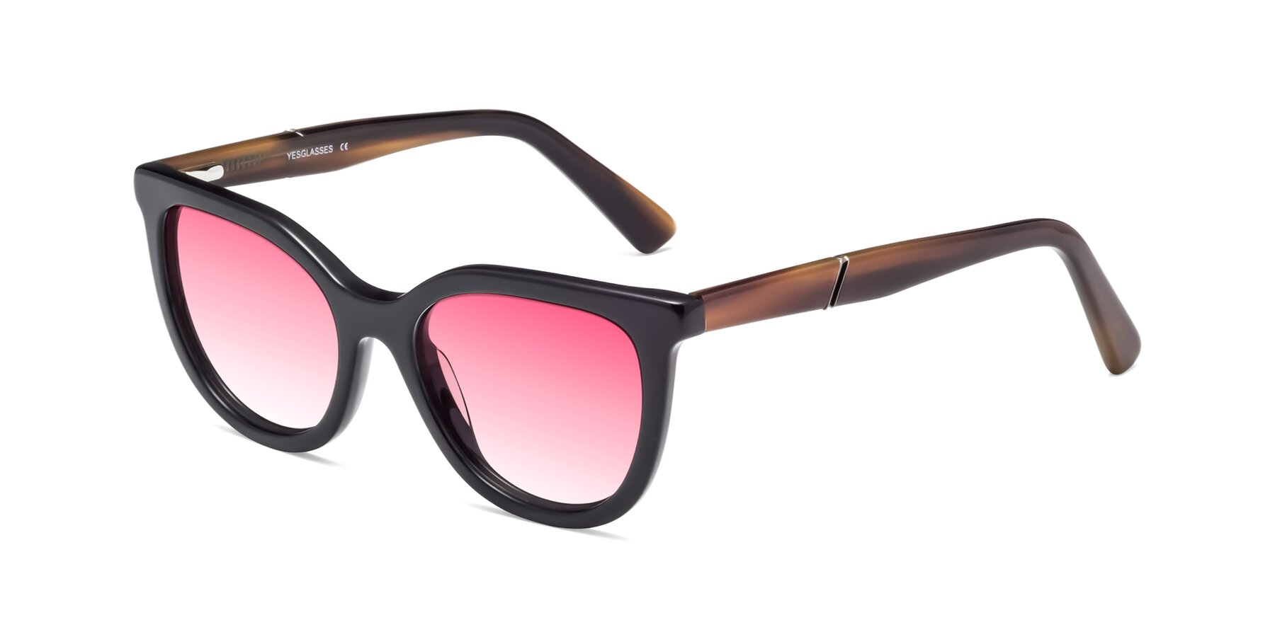 Angle of 17287 in Black with Pink Gradient Lenses