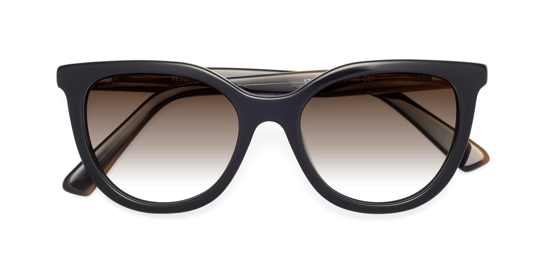 Folded Front of 17287 in Black with Brown Gradient Lenses