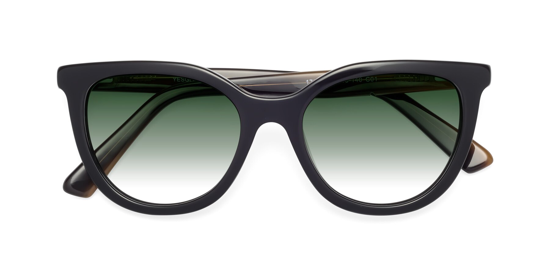 Folded Front of 17287 in Black with Green Gradient Lenses