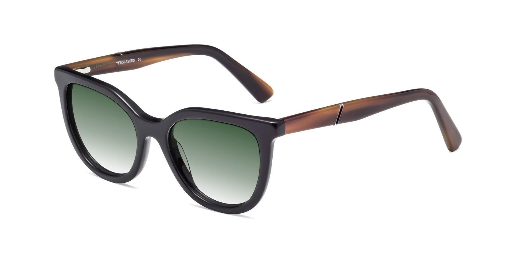 Angle of 17287 in Black with Green Gradient Lenses