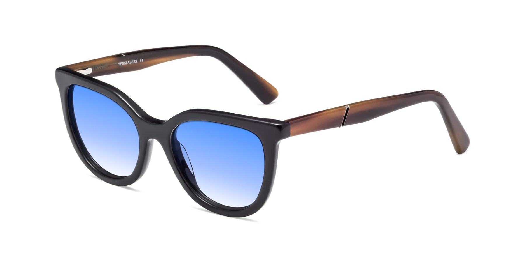 Angle of 17287 in Black with Blue Gradient Lenses