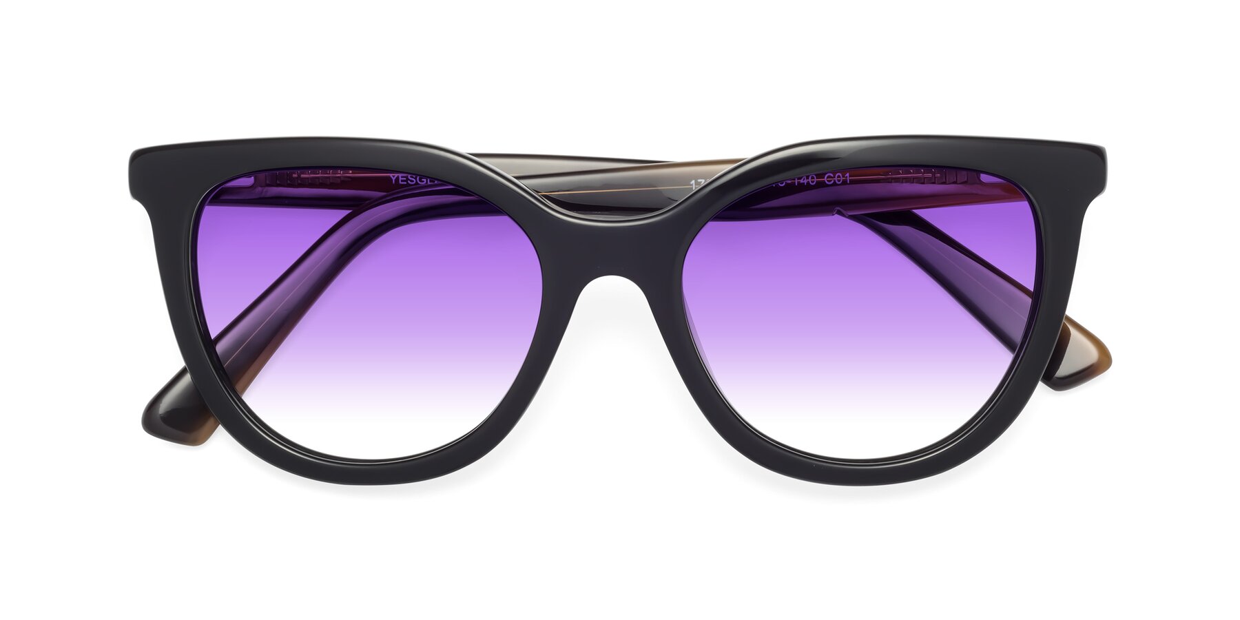 Folded Front of 17287 in Black with Purple Gradient Lenses