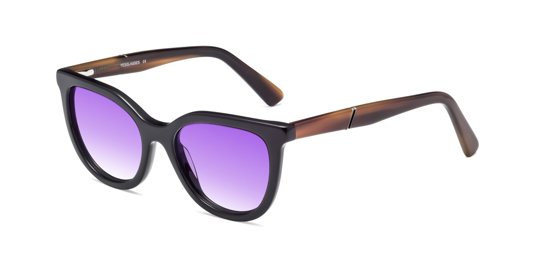 Angle of 17287 in Black with Purple Gradient Lenses