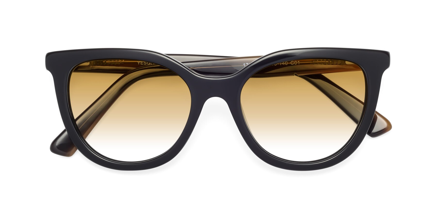 Folded Front of 17287 in Black with Champagne Gradient Lenses