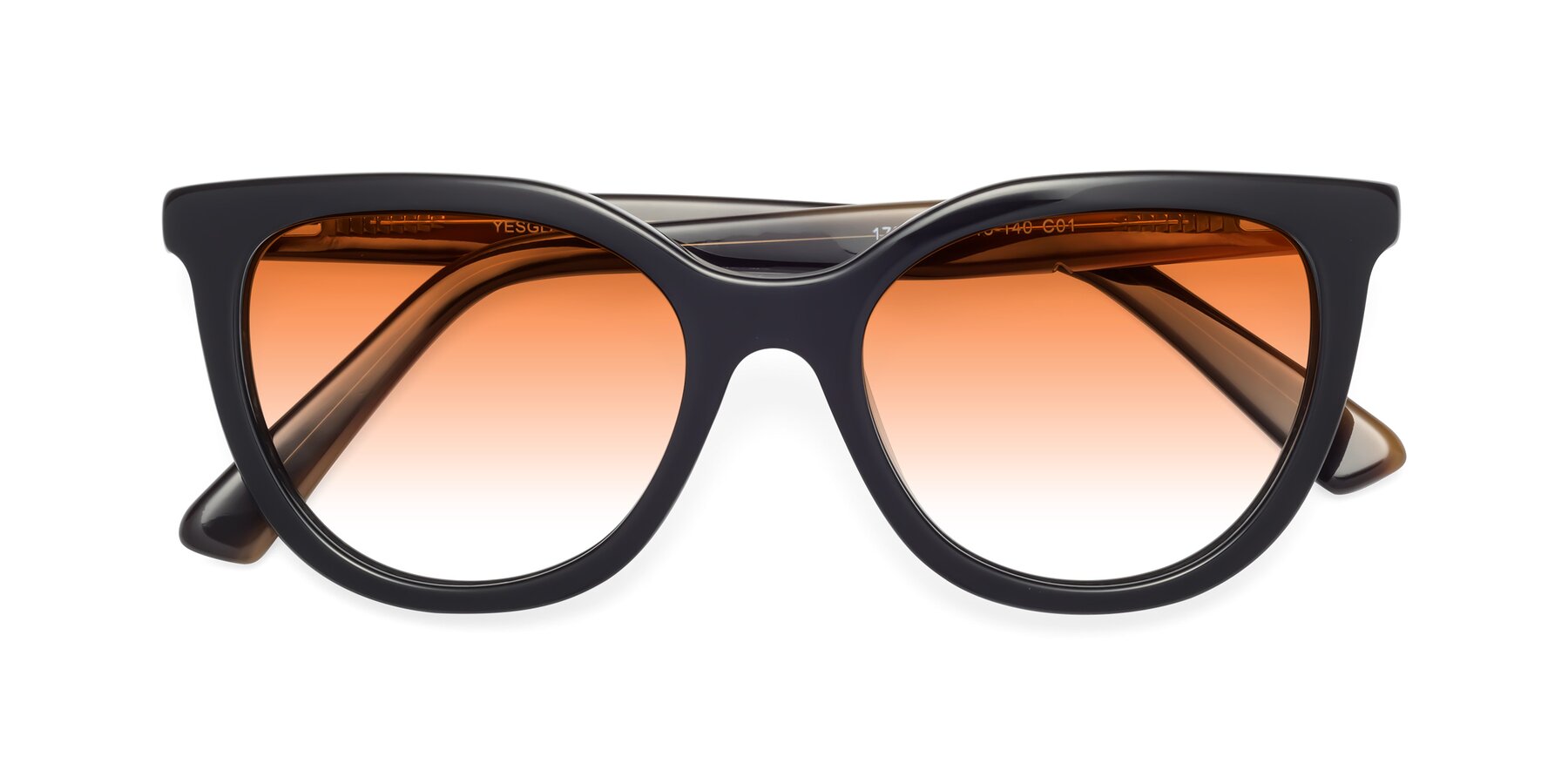 Folded Front of 17287 in Black with Orange Gradient Lenses